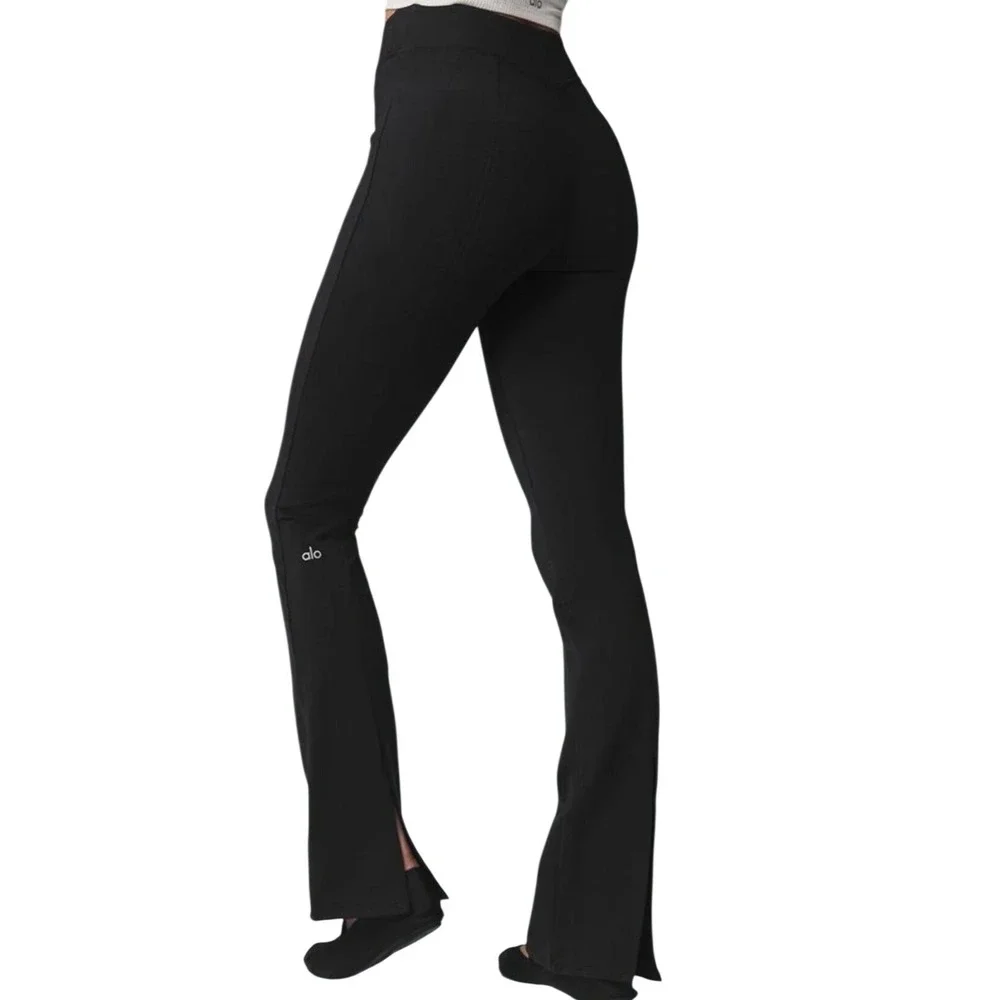 ALO YOGA Women's Airbrush High-Waist Kick-Back Legging, Black, Size Small